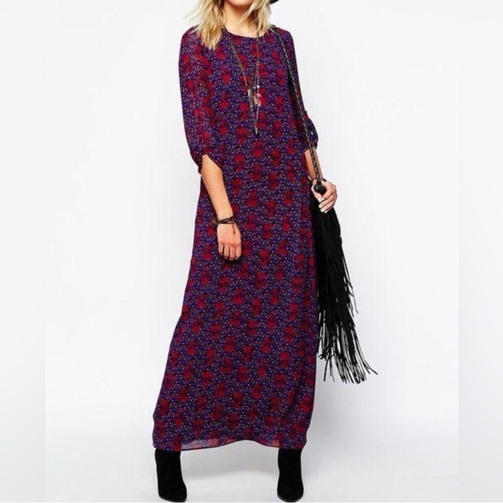 House of Harlow 1960 Skull Maxi Dress - Small - Red and Purple